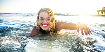 Woman surfing